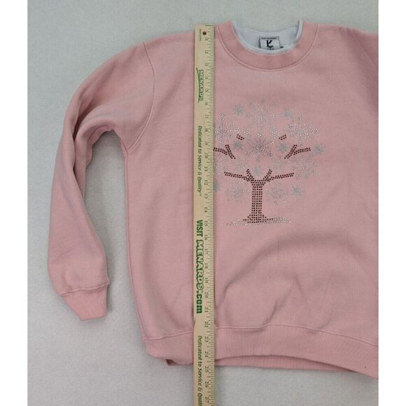 King Universal Women's Sweatshirt Size M Pink Crewneck Snowflake Tree - Picture 9 of 13